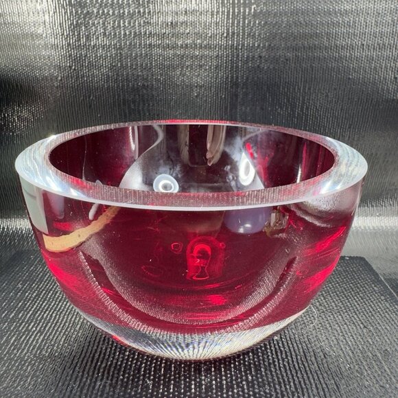 Vintage Murano Art Glass Dish Bowl Venetian Glass Thick Heavy Artist Signed VTG - Picture 1 of 12